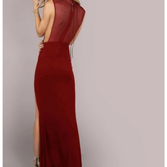 Sold! SHEIN Mesh Back Large Slit Maxi Dress NWOT - Picture 2 of 8